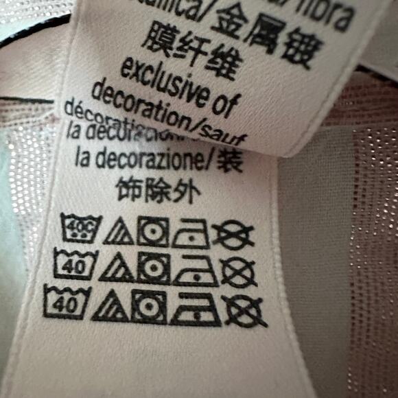 Victoria's Secret Sleep Shirt Womens SMALL Pink Metallic Striped Long Sleeve - Picture 11 of 12